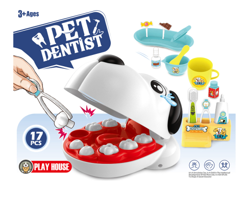 COPII - Set de joaca Pet Dentist ZYTEQ®️, jucarie interactiva, educativa, pentru copii de 3 ani+, cu 17 piese, alb-albastru