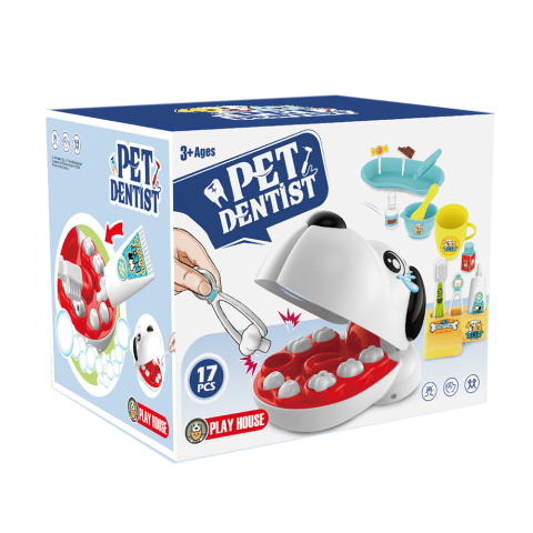 Set de joaca Pet Dentist ZYTEQ®️, jucarie interactiva, educativa, pentru copii de 3 ani+, cu 17 piese, alb-albastru [4]