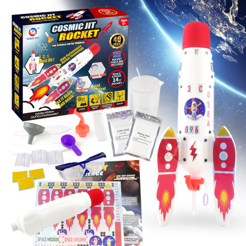 Set educational stiintific ZYTEQ®️, racheta spatiala cu abur, experiment chimic, multicolor, 40cm [2]