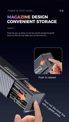 Set surubelnita electrica 57 in 1 ZYTEQ®️, pentru reparatiile de telefoane, laptopuri, ceasuri si alte dispozitive electronice, multifunctional, magnetic, iluminare LED, display digital, negru [9]