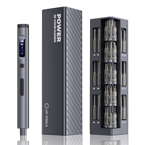 CASA - Set surubelnita electrica 57 in 1 ZYTEQ®️, pentru reparatiile de telefoane, laptopuri, ceasuri si alte dispozitive electronice, multifunctional, magnetic, iluminare LED, display digital, negru