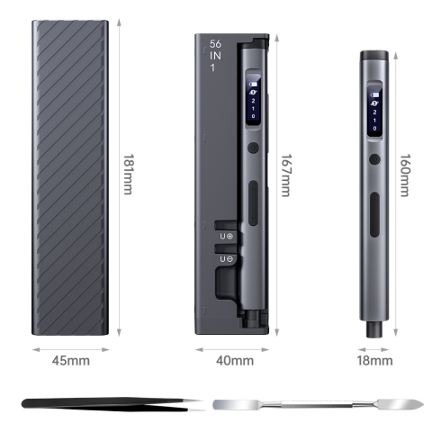 Set surubelnita electrica 57 in 1 ZYTEQ®️, pentru reparatiile de telefoane, laptopuri, ceasuri si alte dispozitive electronice, multifunctional, magnetic, iluminare LED, display digital, negru [1]