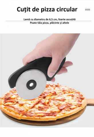 Set ustensile de bucatarie multifunctionale 6 in 1, razatoare, deschizator de sticle, curatator fructe si legume, taietor pizza, peeler, razatoare usturoi si ghimbir, otel inoxidabil, negre [8]