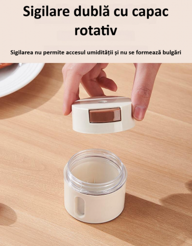 Cutie de condimente magnetica, montare pe perete, capac rotativ, detasabila, usor de curatat, alba [10]