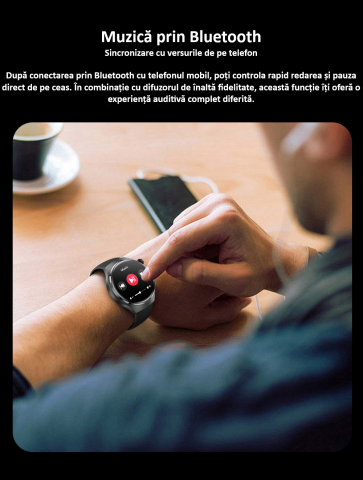 Smartwatch, ecran 1.6", rezistent la apa, notificari apel bluetooth/sms/social media, monitorizare activitati fizice, somn, ritm cardiac, pedometru, incarcare wireless, unisex, Android, IOS, negru [7]