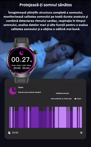 Smartwatch, ecran 1.6", rezistent la apa, notificari apel bluetooth/sms/social media, monitorizare activitati fizice, somn, ritm cardiac, pedometru, incarcare wireless, unisex, Android, IOS, negru [14]