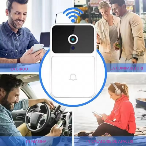 Sonerie inteligenta cu camera video, captura foto, Wi-Fi, vedere nocturna, audio bidirectional, control prin aplicatie, schimbator de voce, baterie reincarcabila, neagra [5]