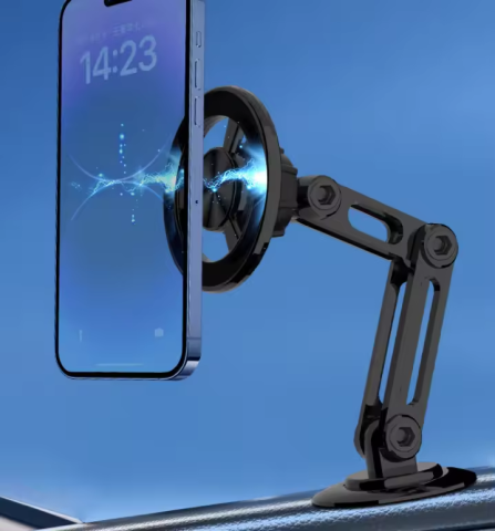 Suport auto magnetic ZYTEQ®️ pentru telefon si tableta universal, cu unghi reglabil si rotire 360°, magneti si banda adeziva, negru [5]