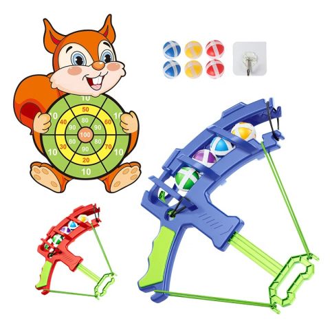 Tabla de darts interactiva pentru copii ZYTEQ®️ vulpe, set cu arc si bile adezive, albastru-verde, 34x20.5cm [7]