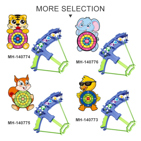 Tabla de darts interactiva pentru copii ZYTEQ®️ vulpe, set cu arc si bile adezive, albastru-verde, 34x20.5cm [8]