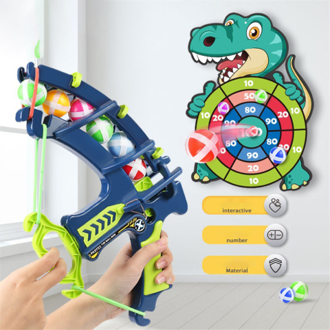 Tabla de darts pentru copii ZYTEQ®️dinozaur, joc de aruncare cu arc si bile, pentru interior si exterior, sigur si interactive, 3+ ani [6]
