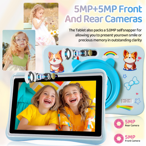 Tableta educationala ZYTEQ®️ pentru copii, 7 inch, 16GB RAM + 1TB ROM, Android, 3-12 ani, aplicatii Play Store, carcasa rezistenta, jocuri distractive, ecran tactil HD, Bluetooth, WiFi, 3200mAh, roz [5]