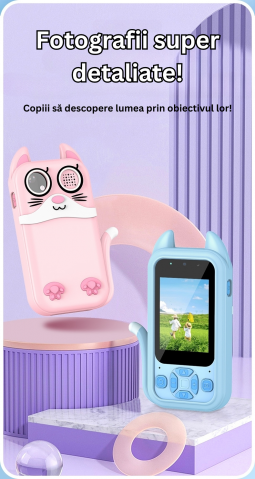 Telefon Copii H06 cu Camera Foto, Jocuri si Video, Ecran 2.0", Design Durabil ABS+Silicon, Baterie 1-2 Zile, Model Pisica, Albastru [3]