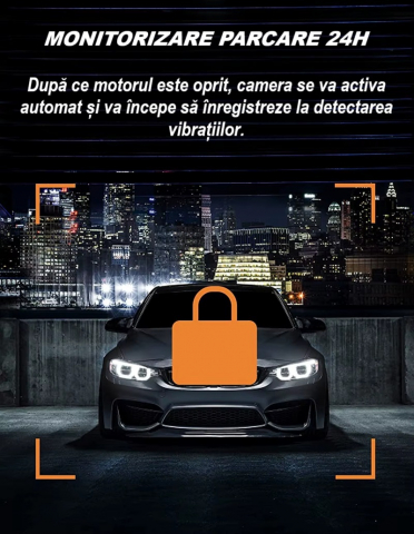 Camera video de bord auto S16 Full HD 1080P, WDR, 170°, 3 lentile, Wi-Fi, ecran IPS de 2 inch, filmare zi si noapte, inregistrare in bucla, Night Vision, detectare miscare, parcare asistata, neagra [19]