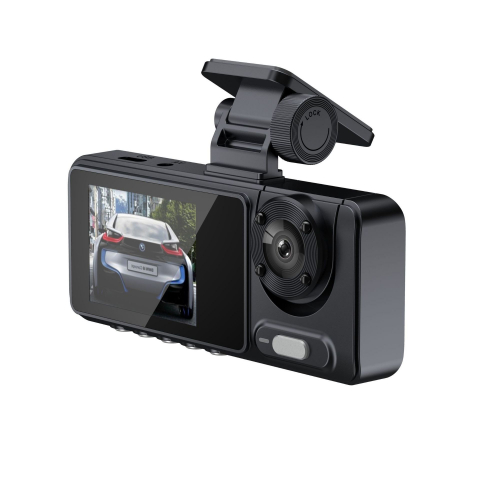Camera video de bord auto S16 Full HD 1080P, WDR, 170°, 3 lentile, Wi-Fi, ecran IPS de 2 inch, filmare zi si noapte, inregistrare in bucla, Night Vision, detectare miscare, parcare asistata, neagra [3]