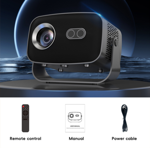 Videoproiector portabil ZYTEQ®️ V100, Smart, 300 ANSI lumeni, Android 12, WiFi 6 dual-band 4K 2.4G+5G, Bluetooth, rezolutie 1080P, cu telecomanda, negru [3]
