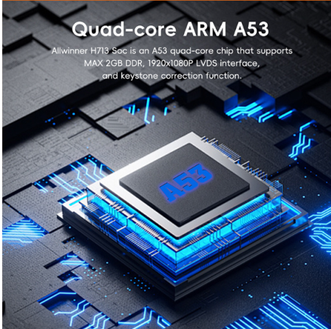 Videoproiector portabil ZYTEQ®️ V100, Smart, 300 ANSI lumeni, Android 12, WiFi 6 dual-band 4K 2.4G+5G, Bluetooth, rezolutie 1080P, cu telecomanda, negru [7]